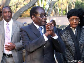 Zimbabwean President Robert Mugabe meets a delegation from the EU earlier this month.