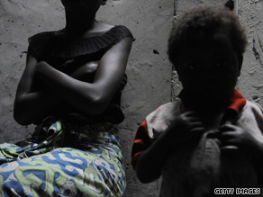 A Congolese rape victim, left, at the Heal Africa clinic in Goma on August 8, 2009.