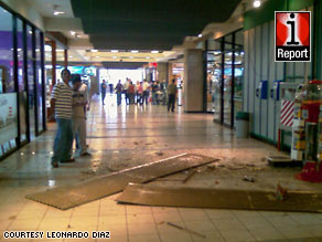 iReporter Leonardo Diaz photographed the damage in Plaza Mayor Shopping Center in San Jose.