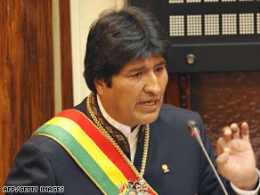 Bolivian leader Evo Morales speaks before parliament Thursday in the capital, La Paz.