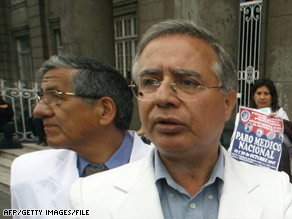 The Medical Federation of Peru's Julio Vargas says, "The stoppage ... will require the cooperation of all doctors."