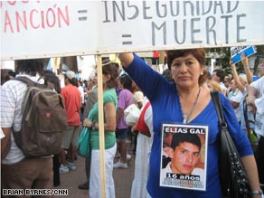 Graciela Lopez takes part in the march on Wednesday. Her 16-year-old son was killed by a drunk driver in 2007.