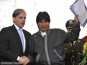 Bolivian Vice President Alvaro Garcia Linera, left, and President Evo Morales appear in La Paz earlier this week.