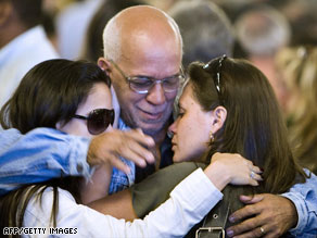 Friends and relatives of the 228 people aboard Air France Flight 447 attend a memorial service Thursday in Brazil.