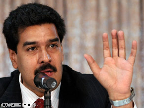 Venezuelan Foreign Minister Nicolas Maduro speaks to journalists on Monday in Caracas.