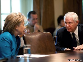 U.S. Secretary of State Hillary Rodham Clinton and U.S. Secretary of Defense Robert Gates.