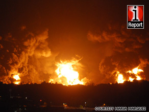 iReporter Maria Marquez photographed the flames early Friday from the 17th floor of her San Juan condominium.