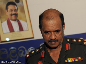 Sri Lankan military spokesman Udaya Nanayakkara addresses reporters in Colombo on Friday.