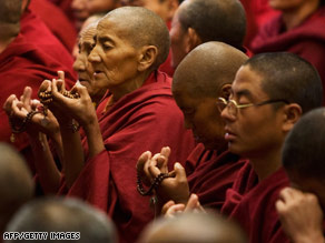 The Dalai Lama looks on during a Long Life prayer ceremony Monday in Dharamsala, India.