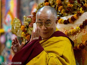 The Dalai Lama is shown speaking Monday in Dharamsala, India.