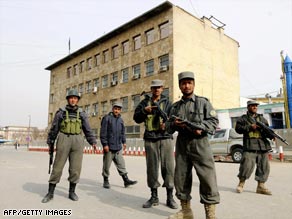 Afghan security forces patrol the streets of Kabul.