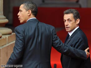 President Barack Obama and French counterpart Nicolas Sarkozy face the media in Strasbourg, France.