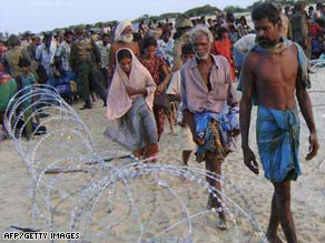 A Sri Lanka army photo of what it says are refugees fleeing a rebel area.