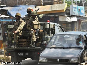 Pakistani army soldiers on patrol.