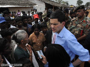 Recently captured rebel weapons stacked up in the former Tamil stronghold of Kilinochchi.