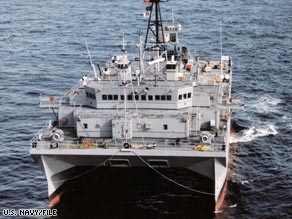 The USNS Victorious is an unarmed ocean surveillance ship operated by a civilian crew.