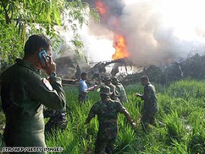 An Indonesian military transport plane crashed in east Java Tuesday morning.