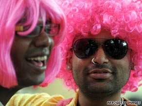 An Indian gay activist participates in a gay pride march in Bangalore on Sunday.