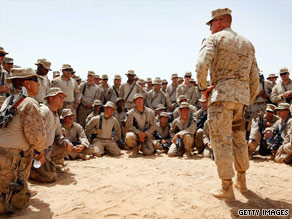 U.S. Marines gather for a briefing in Helmand Province, Afghanistan, on Wednesday.