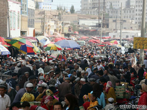 A file picture shows the main bazaar in Kashgar, western Xinjiang province.