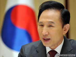 President Lee Myung-Bak is criticized by opposition parties who say he supports policies that favor the rich.