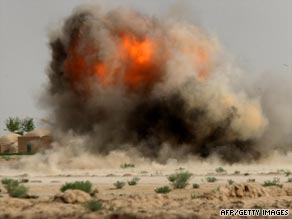 An IED is exploded by U.S. Marines near the remote village of Baqwa, Afghanistan, in March.