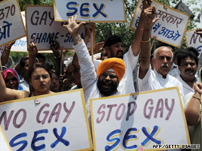 Activists protest against the ruling to decriminalize gay sex in New Delhi on Sunday.