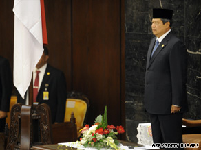 President Susilo Bambang Yudhoyono at the House of Representatives on Monday