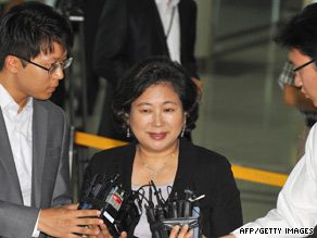 Hyundai Group Chairwoman Hyun Jeong-eun arrives at the customs office in Paju, South Korea, on August 10.
