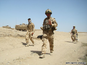 British soldiers on a patrol in Baba Ji district of Helmand province on July 26, 2009.