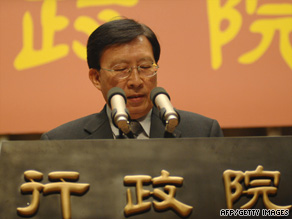 Taiwan Premier Liu Chao-shiuan announces his resignation in Taipei on Monday.