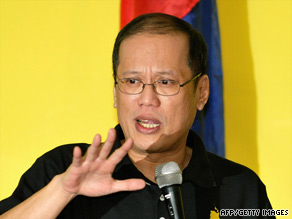 Philippines Senator Benigno "Noynoy" Aquino III announce his candidacy in Manila on September 9.