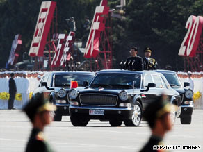 Chinese President Hu Jintao reviews People's Liberation Army (PLA) troops in Beijing on Thursday.