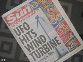 The Sun tabloid newspaper's UFO splash.