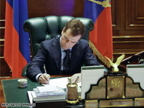 Russian President Dmitry Medvedev said an EU-brokered gas deal is "null and void."