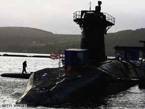 The British Royal Navy submarine HMS Vanguard.