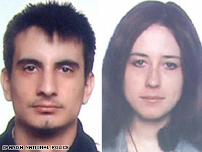 Spanish police released these images of Christian Peso Ruiz Coello, left, and Maria Choubina.