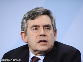 Gordon Brown addresses a press conference following a G20 preparatory meeting in Berlin, Sunday.