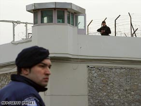 Police at Korydallos prison after the daring escape.