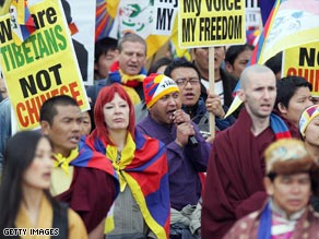 Protesters have gathered in London to mark the 50th anniversary of the Tibet uprising.