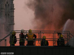 The fire started on a construction site at a building in the city's historic heart.