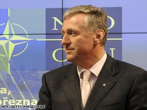 Prime Minister Topolanek at a NATO event in the Czech capital this month.