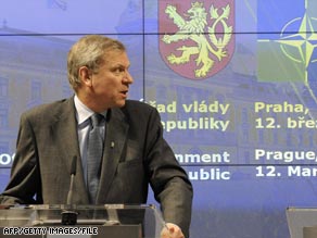 Prime Minister Topolanek at a NATO event in the Czech capital this month.