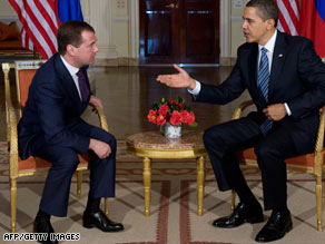Russian President Dmitry Medvedev and President Obama met in London in April.