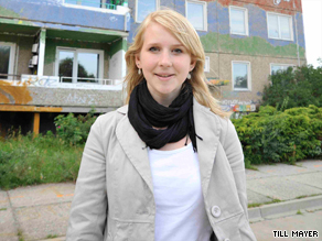 Sarah Stotzner, hopes to return to her home town after going abroad -- but jobs in the former East Germany are hard to find.