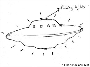 A sketch of a UFO made by a witness following a sighting in 1993.