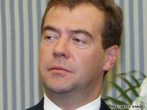 Russian President Dmitry Medvedev says United States is blocking Russian accession to the WTO.