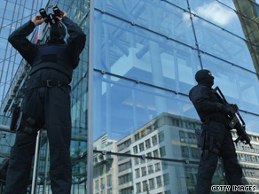 German special police patrol in Berlin last month during a visit by Israeli Prime Minister Benajmin Netanyahu.