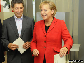 Center-left Social Democrat leader Frank-Walter Steinmeier votes in Berlin on Sunday.