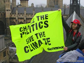 Greenpeace hopes the protest will help push their climate change message.